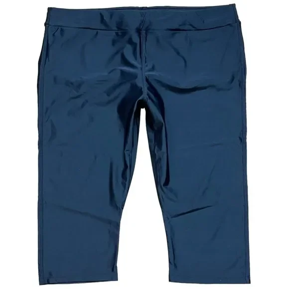 Hilor Womens High Waist UV Rash Guard Pants Crop Swim Capri Tights Plus Size 18 - Picture 4 of 9